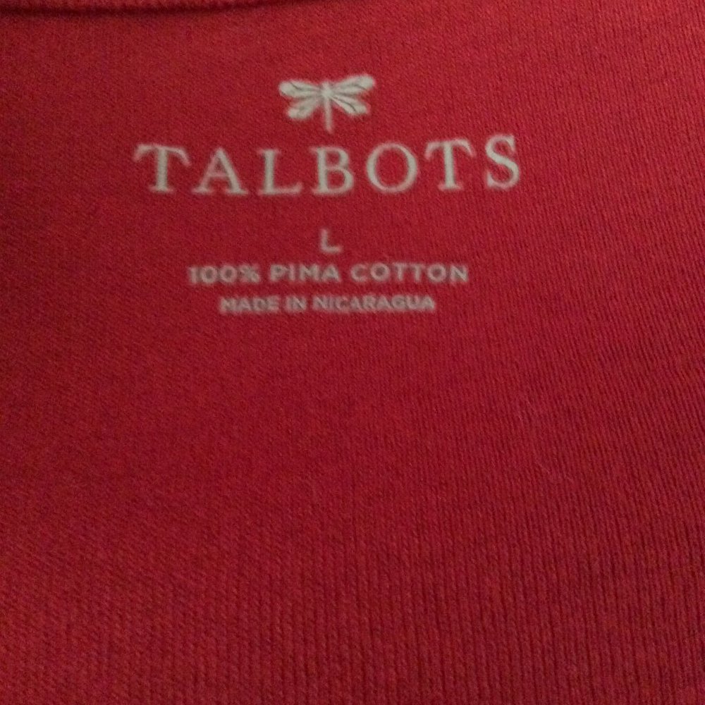 Talbot's Red Blouse with 3/4 Sleeves and Button Accent on Shoulders - Picture 6 of 6